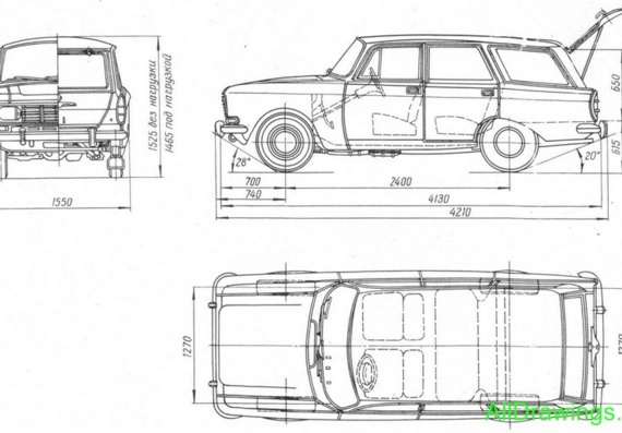 Moskvich 2136 (1976) - drawings (drawings) of the car